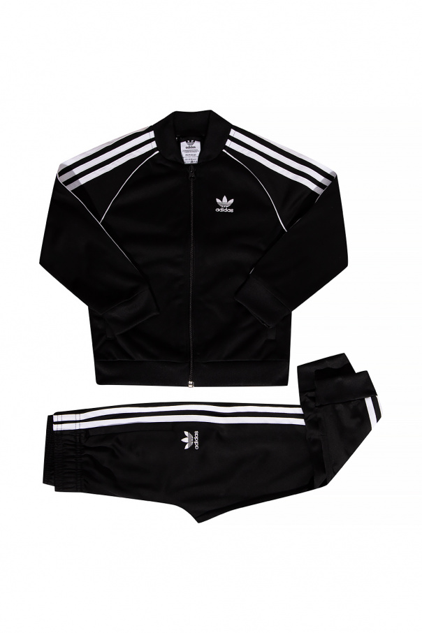 Black n white adidas tracksuit best sale